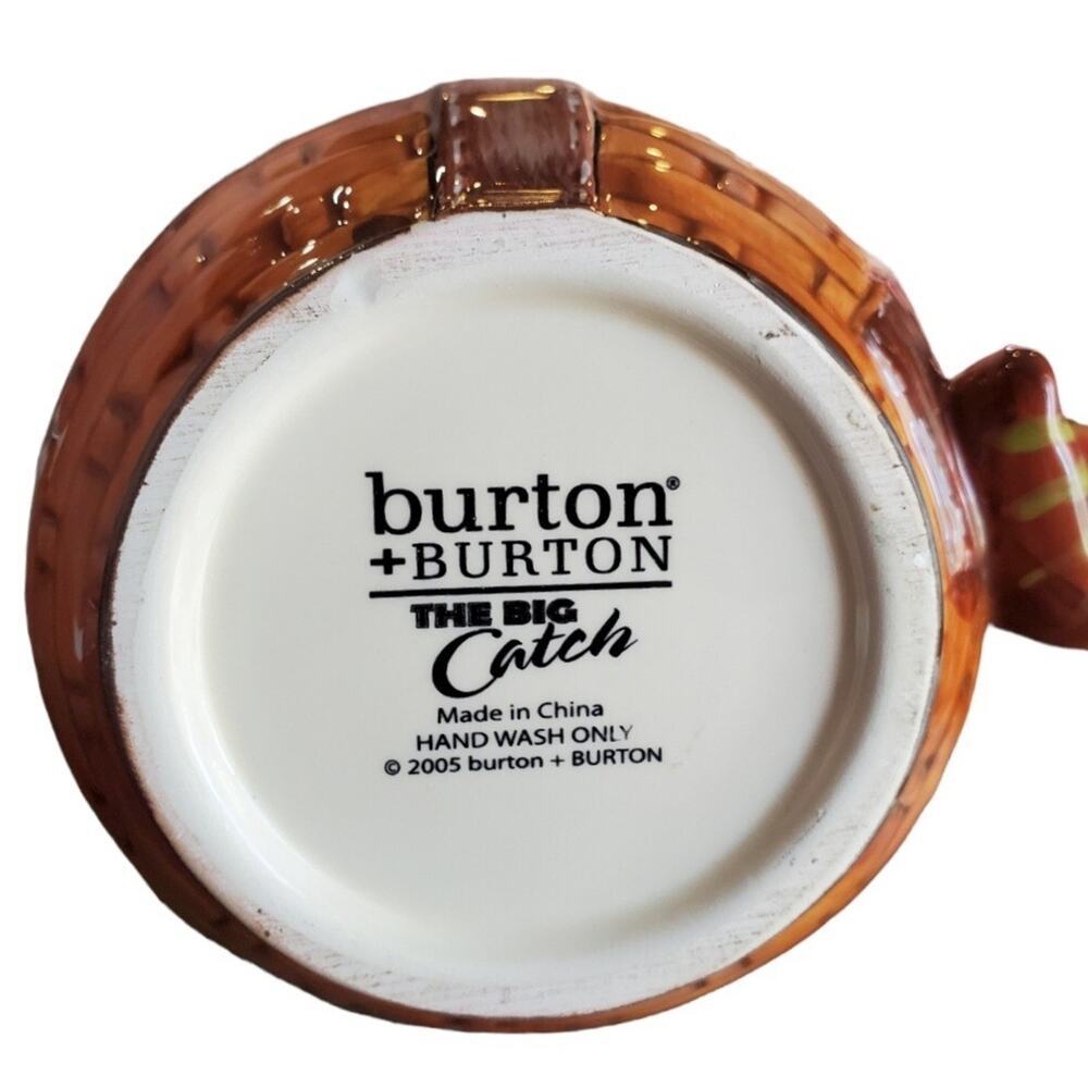 3D Fish Basket Coffee Mug Burton and Burton The Big Catch Ceramic Trout Handle - Picture 6 of 6